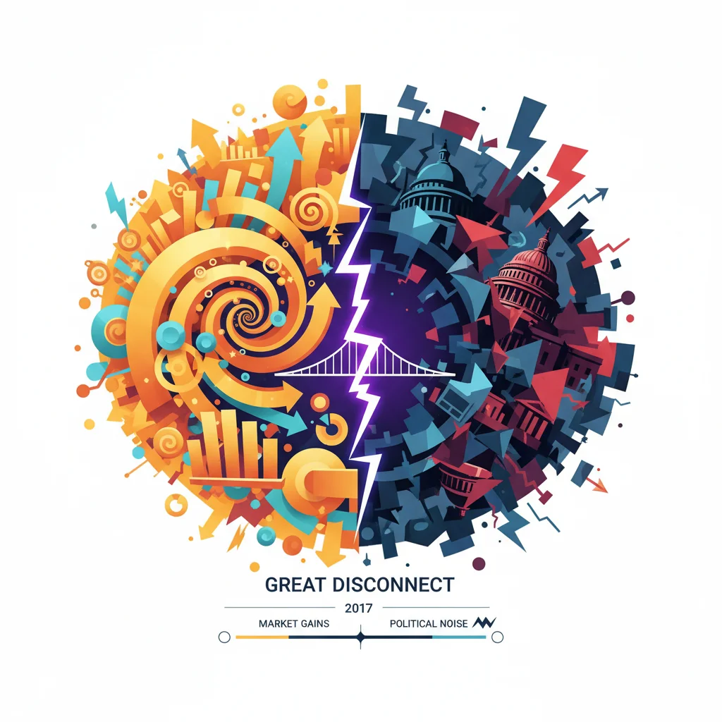 The Great Disconnect: Analyzing Market Euphoria Amidst Political Turmoil in Trump’s First Year